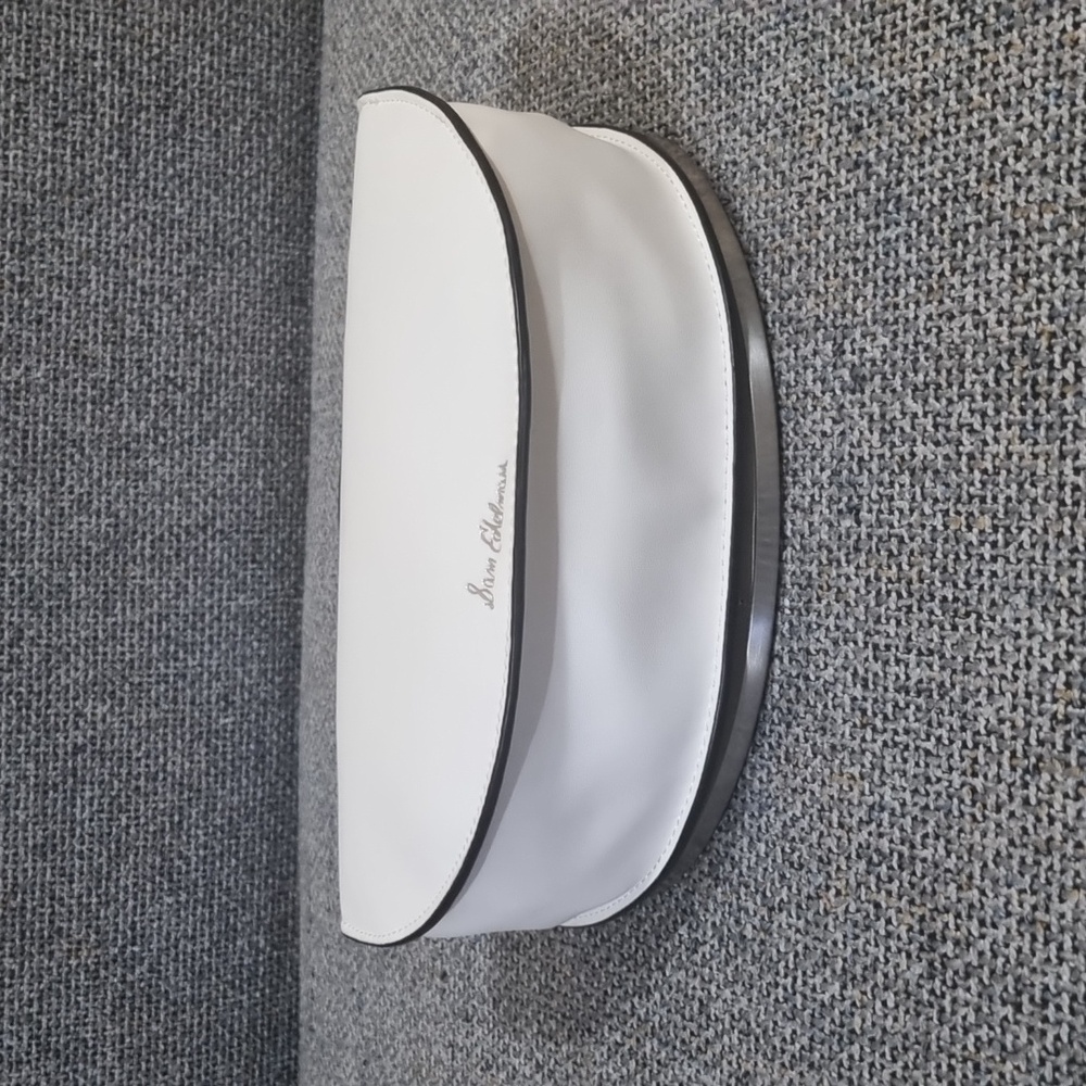 Sam Edelman Dinah Half Moon Handheld/Crossbody Small Bag White w/Silver Hardware - Picture 15 of 16